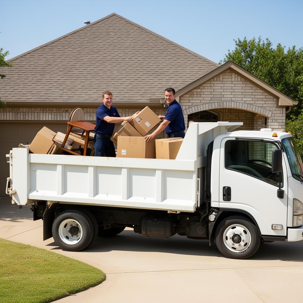 Lubbock junk removal mobile service truck at customer home